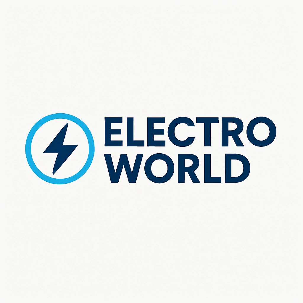 Explore the ElectroWorld logo – a modern, tech-inspired design symbolizing innovation in electronics. Bold, futuristic, and globally recognized.